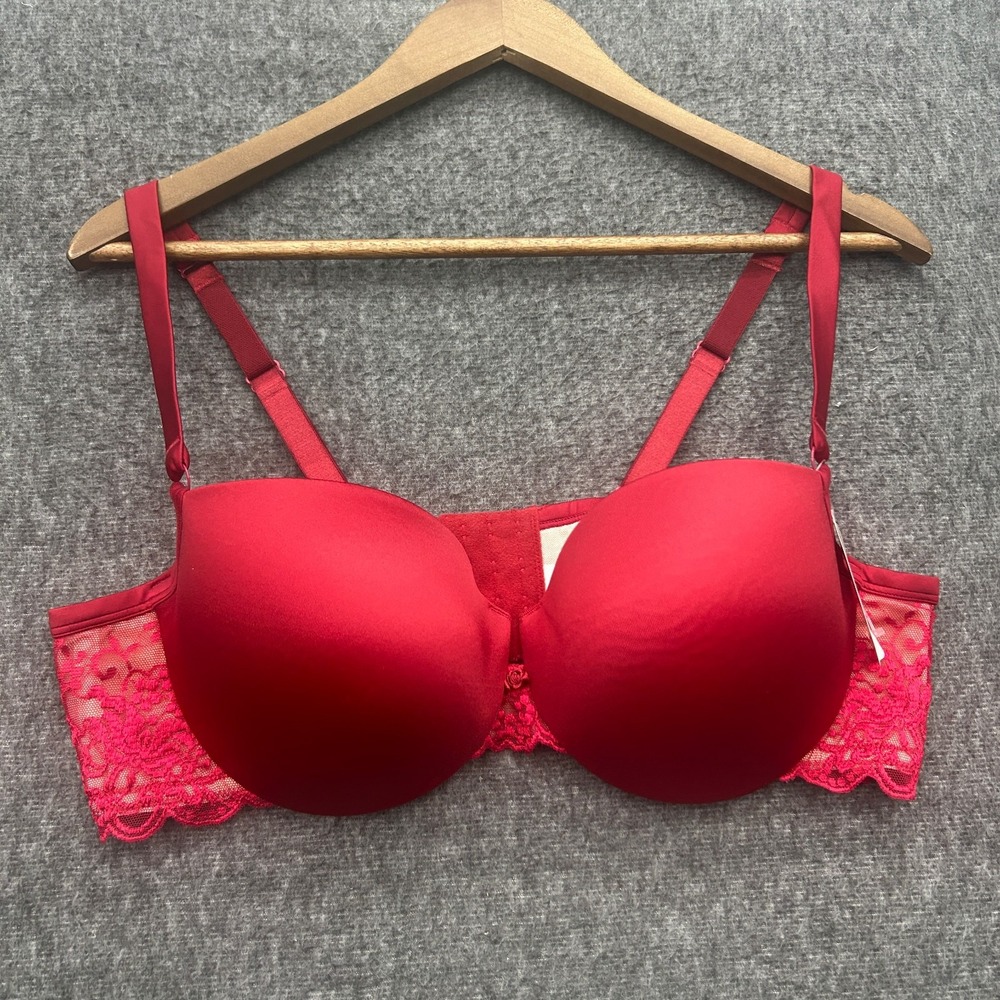 Cacique‎ Lane Bryant Smooth Demi Bra 44B Convertible Red Lace